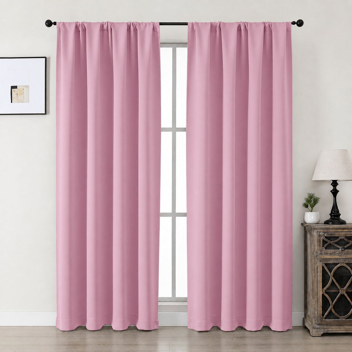 MKHILL Aether Blackout Curtains, 2 Panels - Blush Pink - 40"W x 78"L - 2 Panels