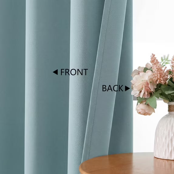 MKHILL Vela Aqua Short Blackout Curtains 36 Inch 2 Panels, Room Darkening Thermal Insulated Rod Pocket Half Window Tier Curtains for Kitchen Sink Bathroom RV Camper
