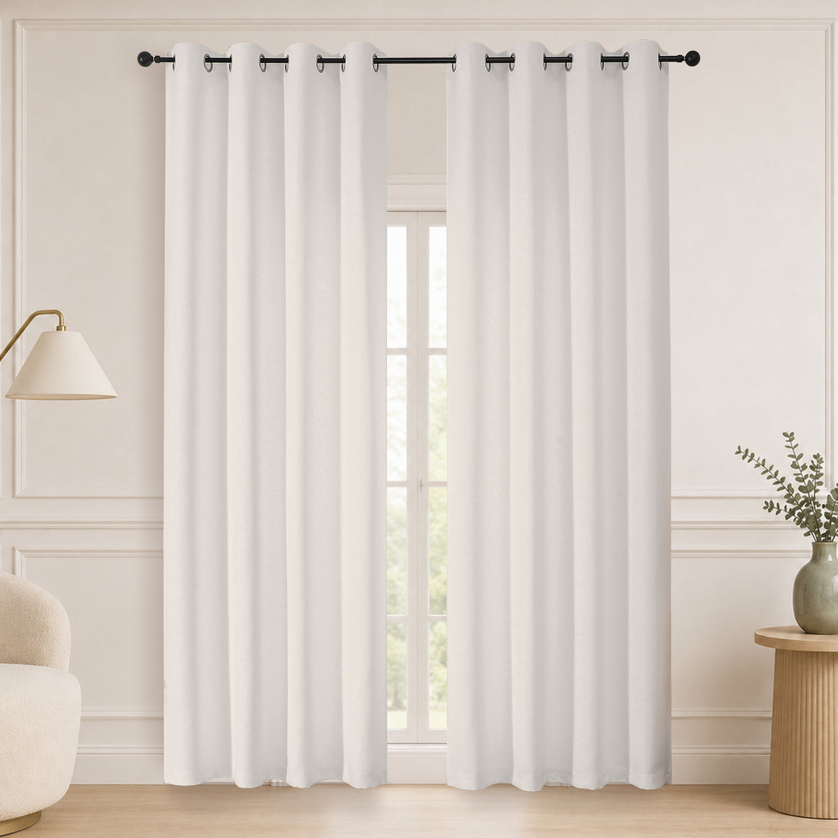 MKHILL Grommet Blackout Curtains, 2 Panels - Natural - 50"W x 90"L - 2 Panels