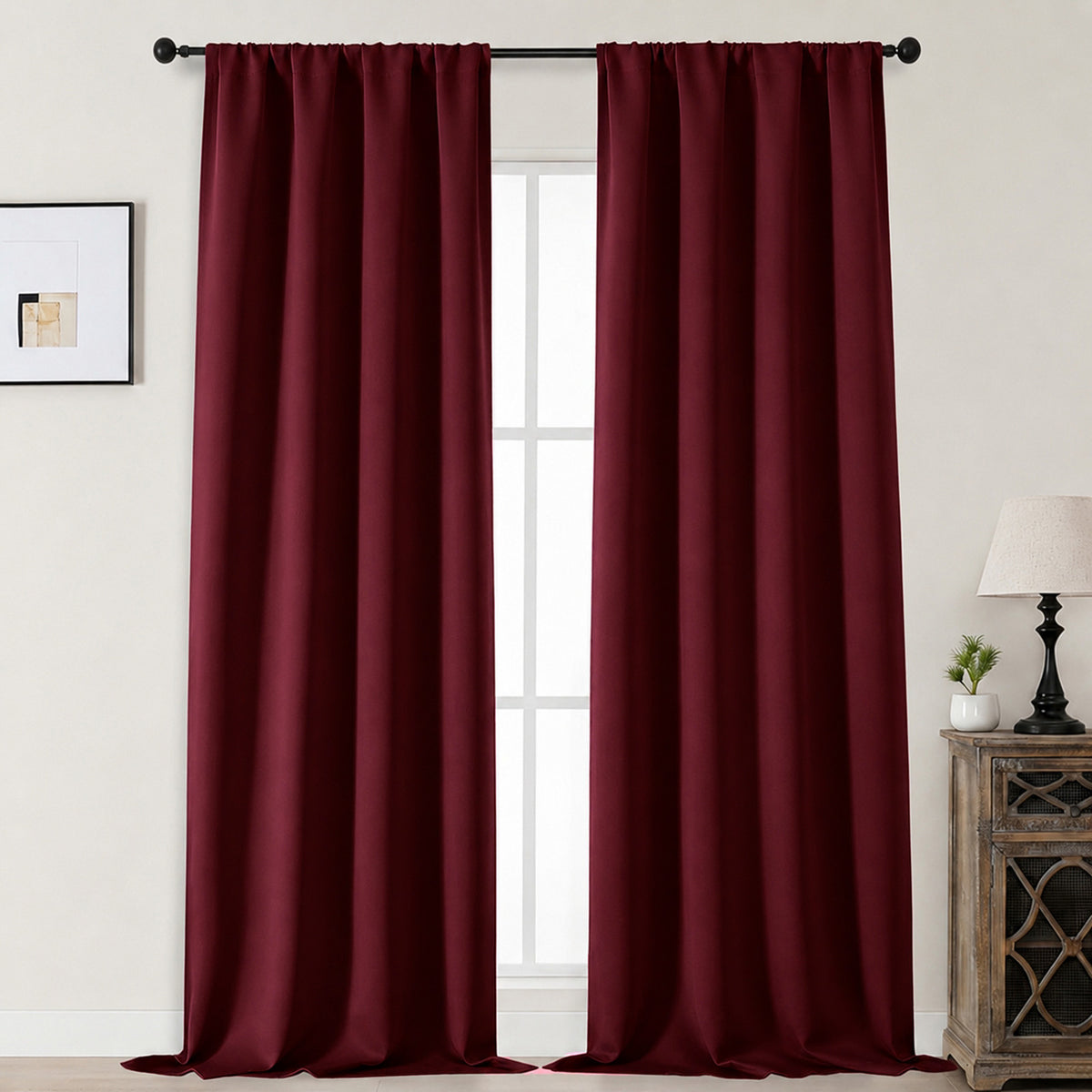 MKHILL Aether Blackout Curtains, 2 Panels - Burgundy - 50"W x 96"L - 2 Panels