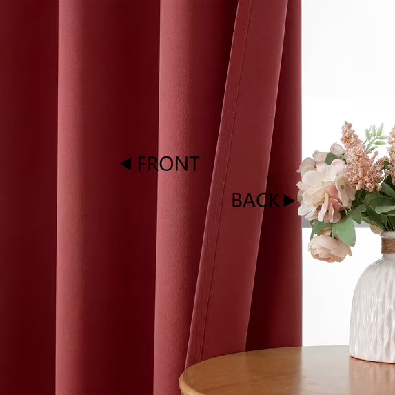 MKHILL Vela Red Short Blackout Curtains 24 Inch Length 2 Panels