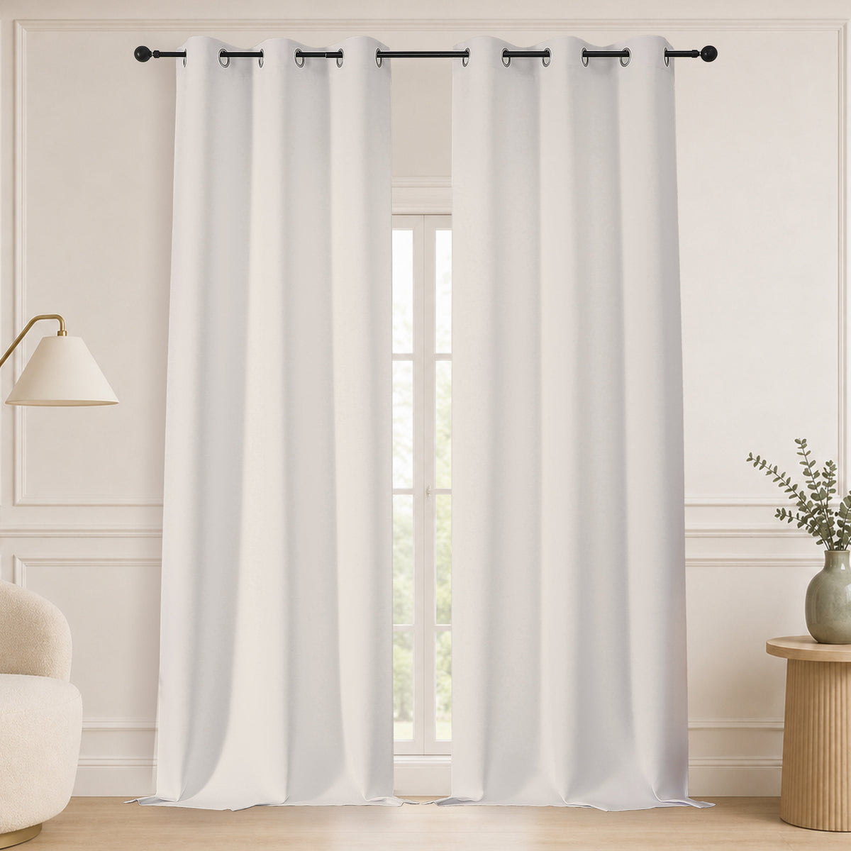 MKHILL Grommet Blackout Curtains, 2 Panels - Natural - 40"W x 96"L - 2 Panels