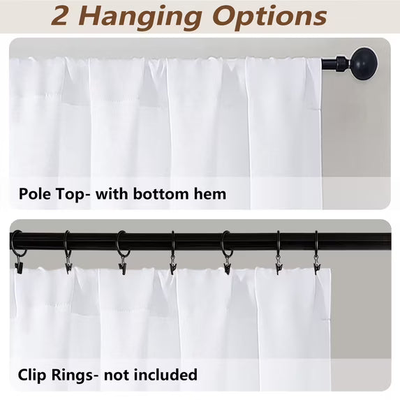MKHILL Vela Pure White Blackout Tier Curtains 36 Inch Length 2 Panels