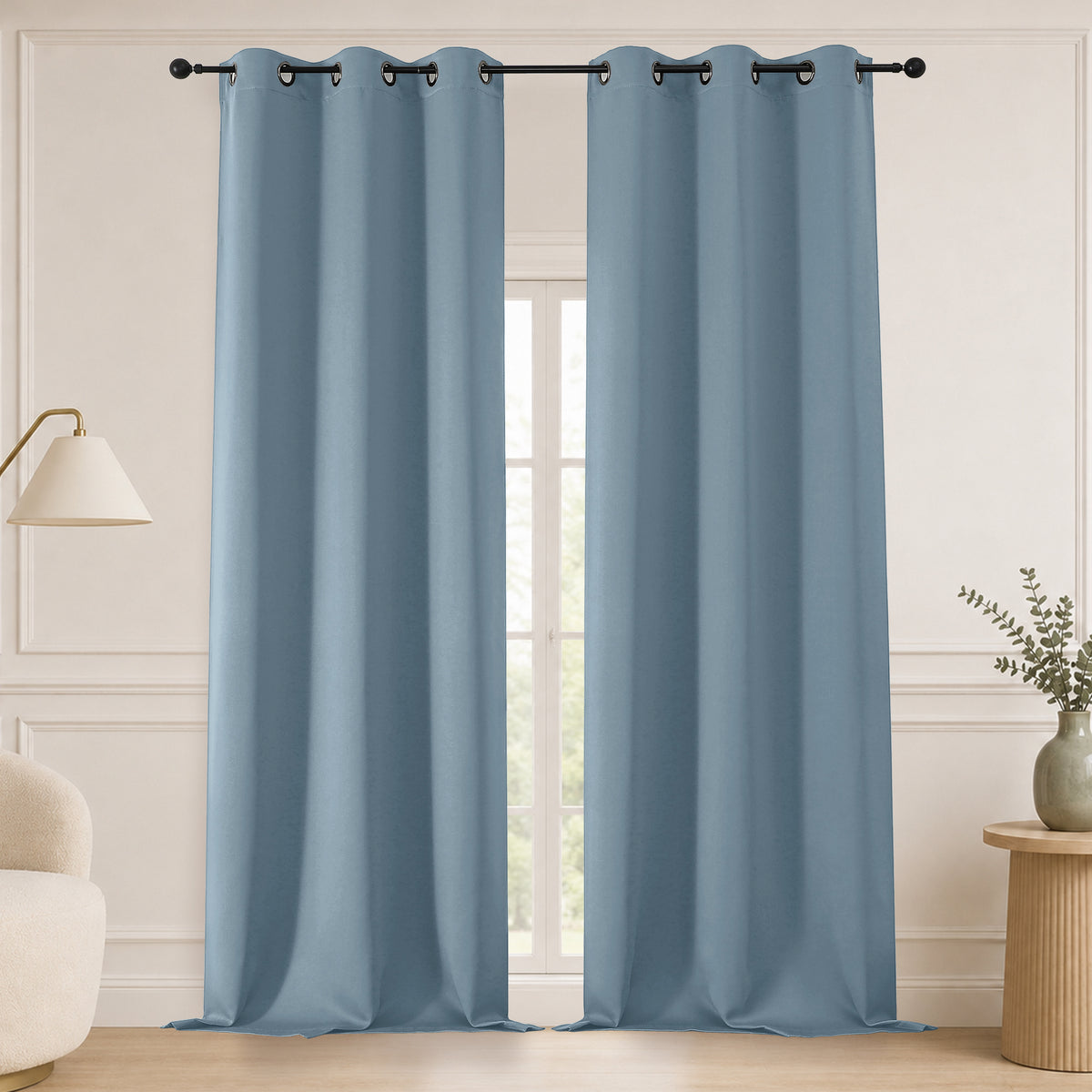 MKHILL Grommet Blackout Curtains, 2 Panels - Mineral - 40"W x 96"L - 2 Panels