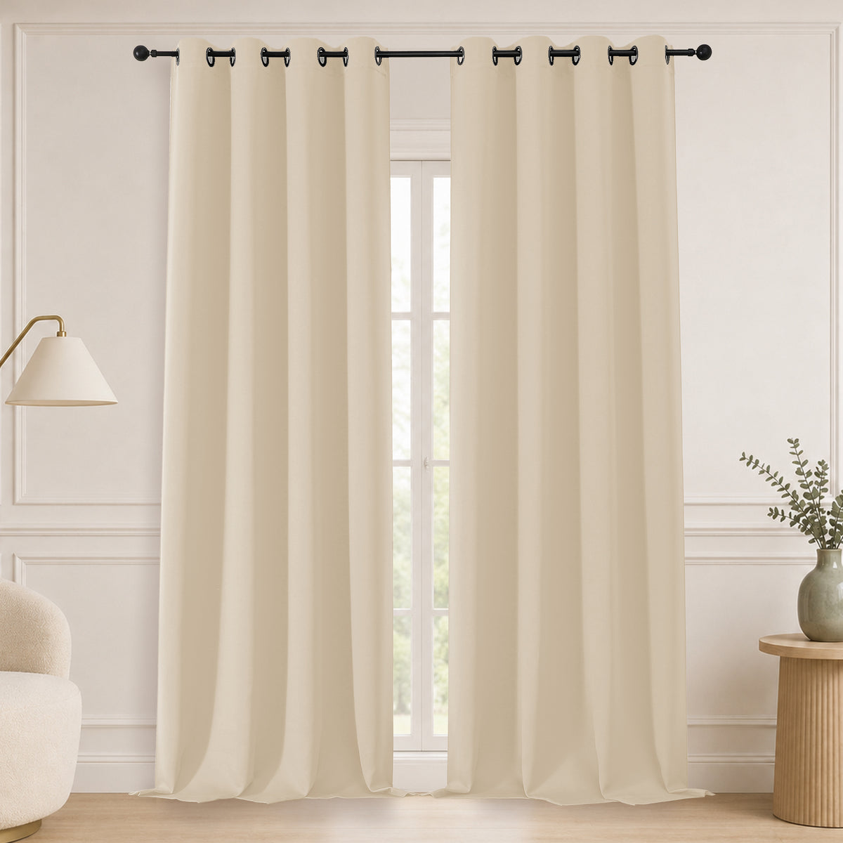 MKHILL Grommet Blackout Curtains, 2 Panels - Biscotti Beige - 50"W x 96"L - 2 Panels