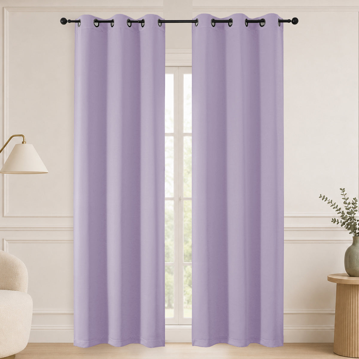 MKHILL Grommet Blackout Curtains, 2 Panels - Lavender - 40"W x 84"L - 2 Panels