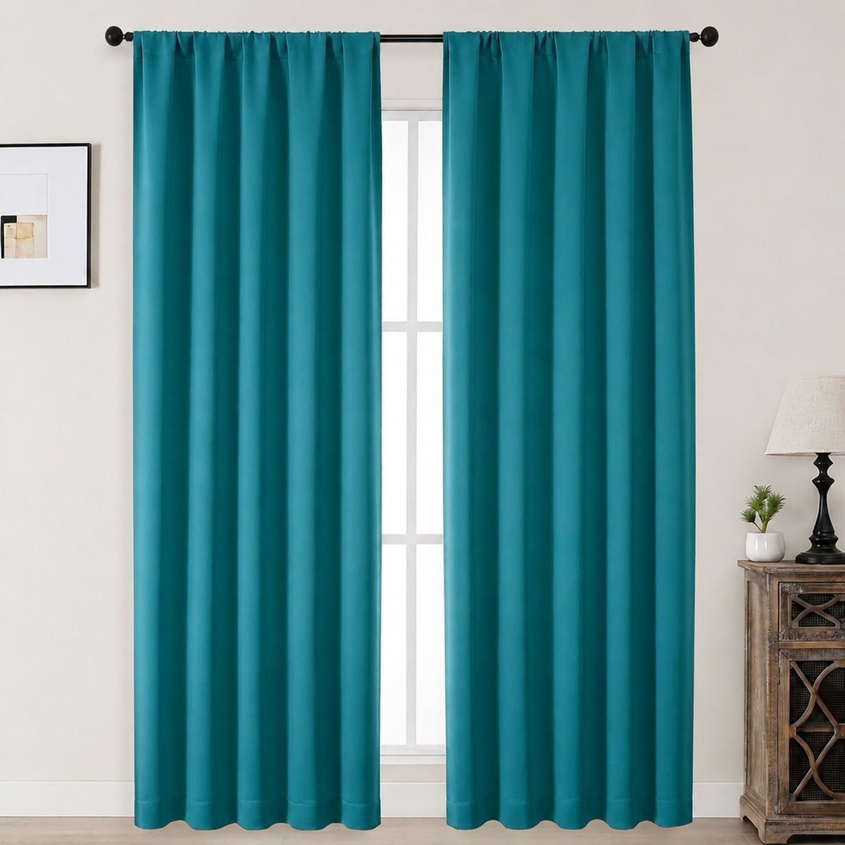 MKHILL Aether Blackout Curtains, 2 Panels - Turquoise - 50"W x 90"L - 2 Panels