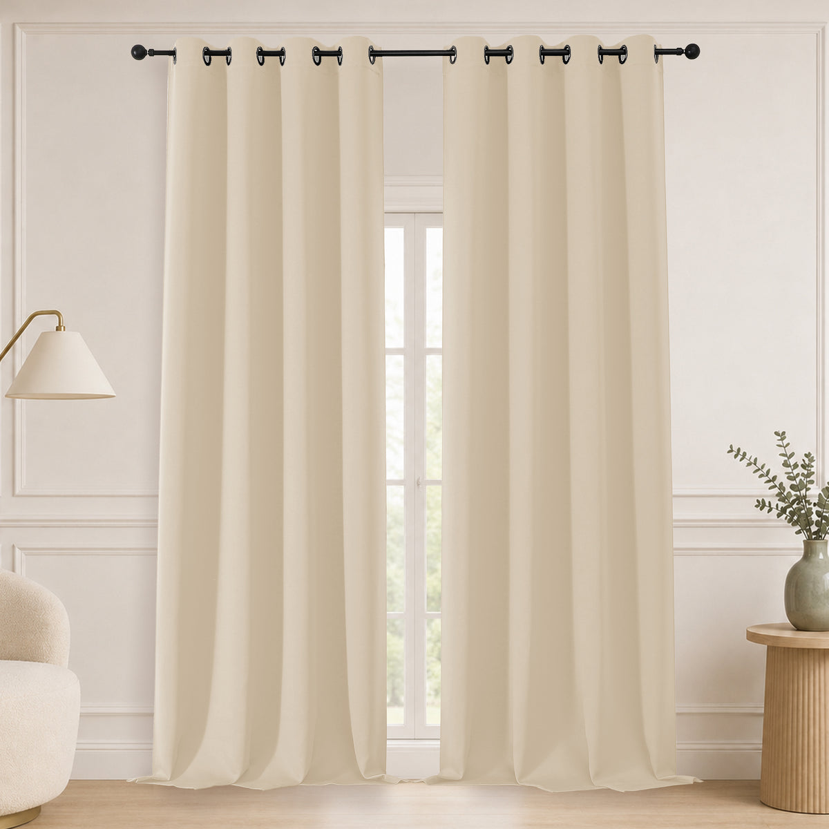 MKHILL Grommet Blackout Curtains, 2 Panels - Biscotti Beige - 50"W x 108"L - 2 Panels