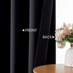 MKHILL Aether Black Blackout Curtains 2 Panels，Each 40" W x 63" L, Black