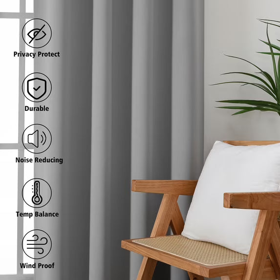 MKHILL Vela Grey Short Blackout Curtains 24 Inch 2 Panels Set