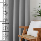 MKHILL Vela Grey Short Blackout Curtains 24 Inch 2 Panels Set