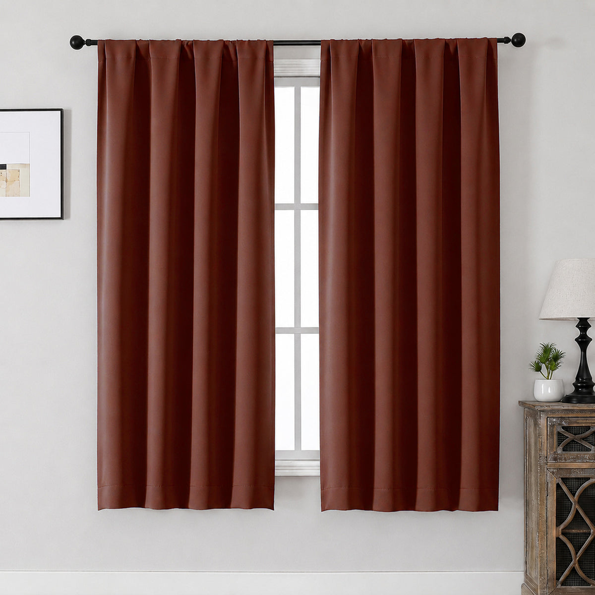 MKHILL Aether Blackout Curtains, 2 Panels - Terracotta - 40"W x 63"L - 2 Panels