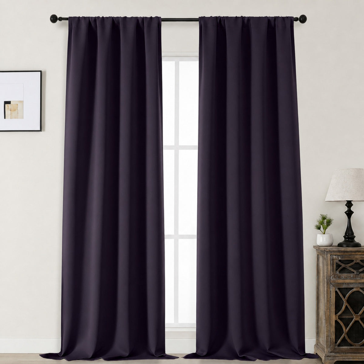 MKHILL Aether Blackout Curtains, 2 Panels - Blackberry - 50"W x 96"L - 2 Panels