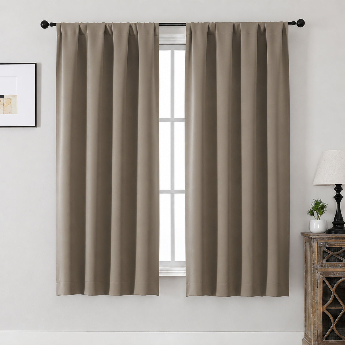 MKHILL Aether Blackout Curtains, 2 Panels - Latte - 40"W x 63"L - 2 Panels
