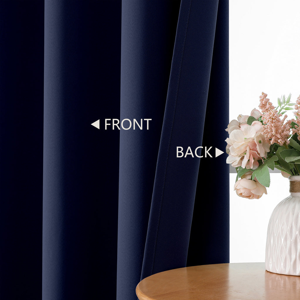 MKHILL Grommet Blackout Curtains, 2 Panels - Navy - product detail