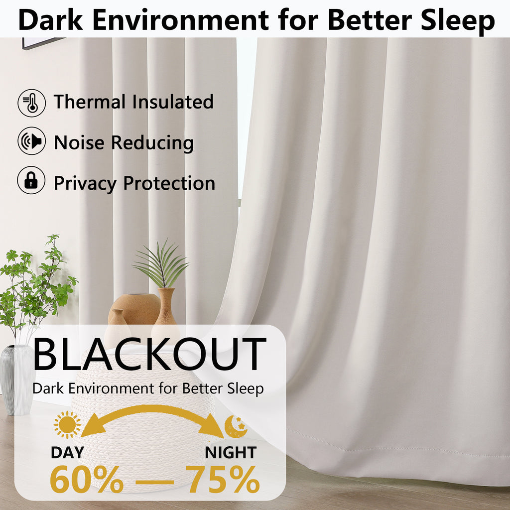 MKHILL Grommet Blackout Curtains, 2 Panels - Natural - product detail
