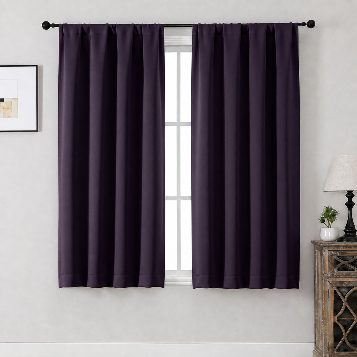MKHILL Aether Blackout Curtains, 2 Panels - Blackberry - 40"W x 54"L - 2 Panels