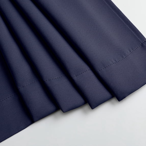 MKHILL Vela Navy Short Blackout Curtains 24 Inch Length 2 Panels