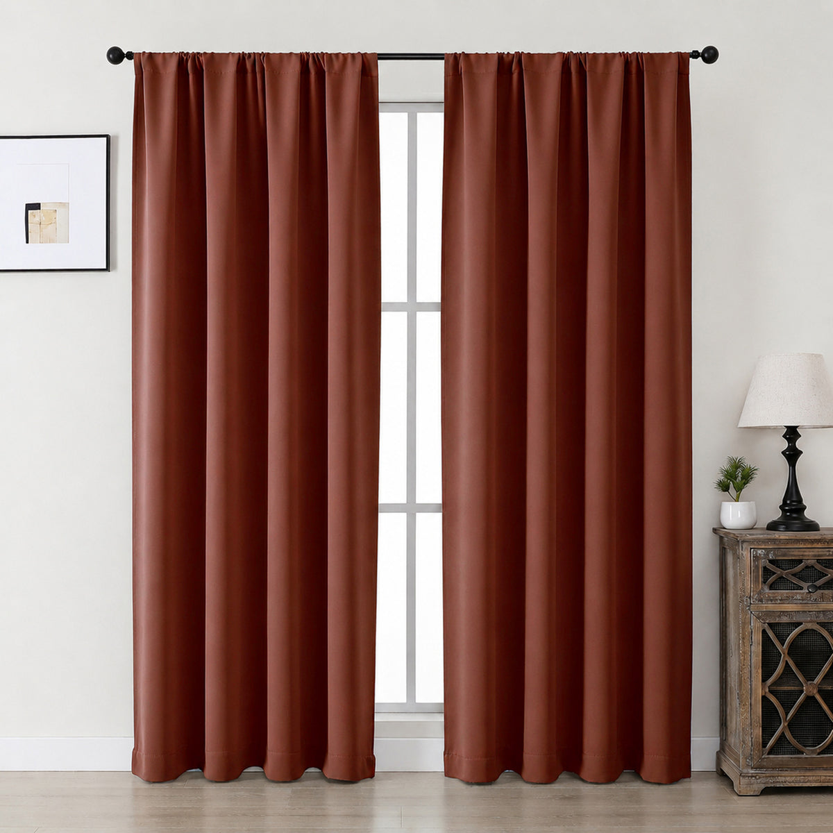 MKHILL Aether Blackout Curtains, 2 Panels - Terracotta - 40"W x 78"L - 2 Panels