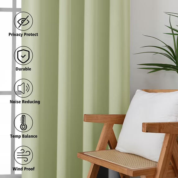 MKHILL Vela Blackout Tier Curtains 24 Inch 2 Panels, Light Green