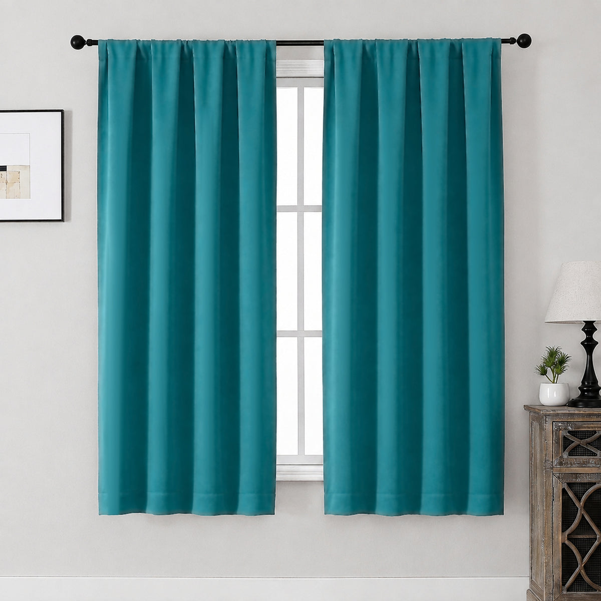 MKHILL Aether Blackout Curtains, 2 Panels - Turquoise - 40"W x 63"L - 2 Panels