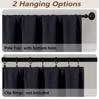MKHILL Aether Black Blackout Curtains 2 Panels，Each 40" W x 63" L, Black