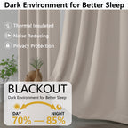 MKHILL Grommet Blackout Curtains, 2 Panels - Stone - product detail