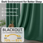 MKHILL Grommet Blackout Curtains, 2 Panels - Ever Green - product detail