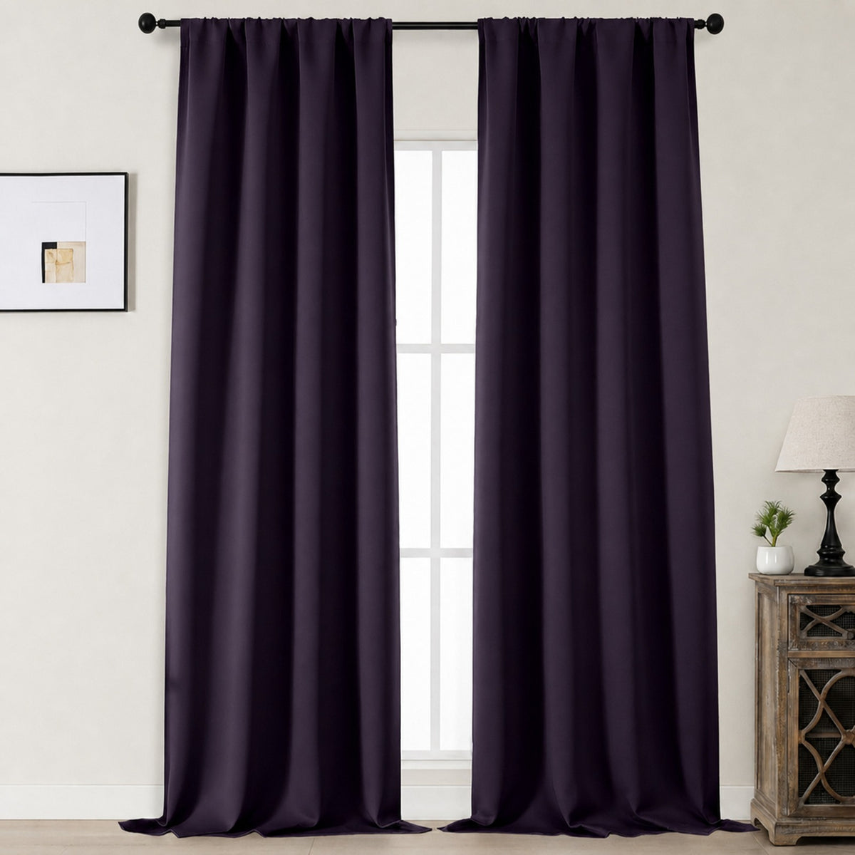 MKHILL Aether Blackout Curtains, 2 Panels - Blackberry - 50"W x 120"L - 2 Panels