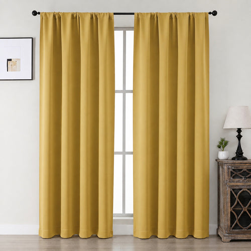 MKHILL Aether Blackout Curtains, 2 Panels - Bright Gold - 40"W x 72"L - 2 Panels