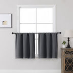 MKHILL Vela Charcoal Short Blackout Curtains 24 Inch 2 Panels