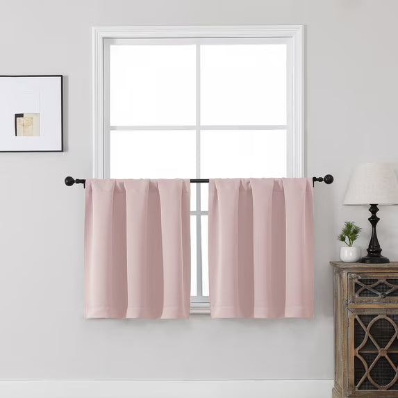 MKHILL Vela Blush Blackout Thermal Tier Curtains 2 Panels