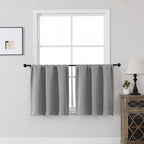 MKHILL Vela Grey Short Blackout Curtains 24 Inch 2 Panels Set