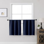 MKHILL Vela Navy Short Blackout Curtains 24 Inch Length 2 Panels