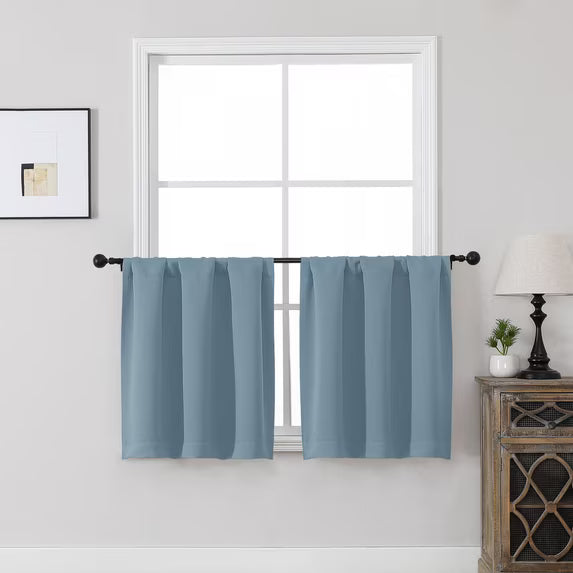 MKHILL Vela Mineral Short Blackout Curtains 36 Inch Length 2 Panels