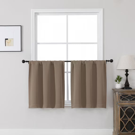 MKHILL Vela Barley Blackout Tier Curtains 24 Inch 2 Panels