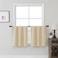 MKHILL Vela Biscotti Beige Short Blackout Curtains 24 Inch 2 Panels, Room Darkening Thermal Insulated Rod Pocket Half Window Tier Curtains for Kitchen Sink Bathroom RV Camper