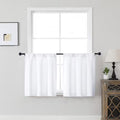 MKHILL Vela Pure White Blackout Tier Curtains 36 Inch Length 2 Panels