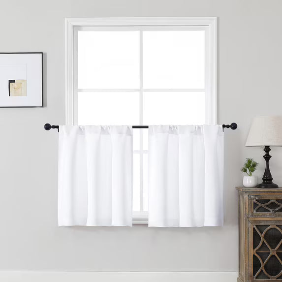 MKHILL Vela Pure White Blackout Tier Curtains 36 Inch Length 2 Panels
