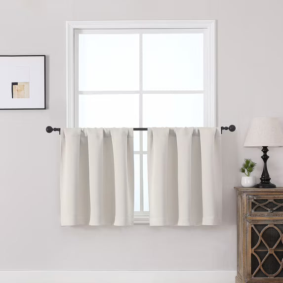 MKHILL Vela Natural Short Blackout Curtains 24 Inch Length 2 Panels