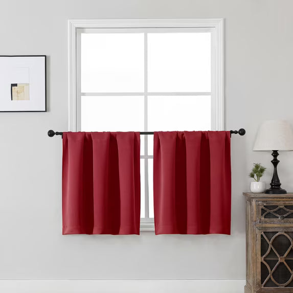 MKHILL Vela Red Short Blackout Curtains 24 Inch Length 2 Panels