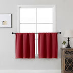 MKHILL Vela Red Short Blackout Curtains 24 Inch Length 2 Panels