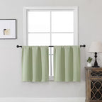 MKHILL Vela Blackout Tier Curtains 24 Inch 2 Panels, Light Green