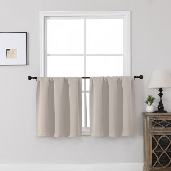 MKHILL Vela Stone Short Blackout Curtains 24 Inch Length 2 Panels