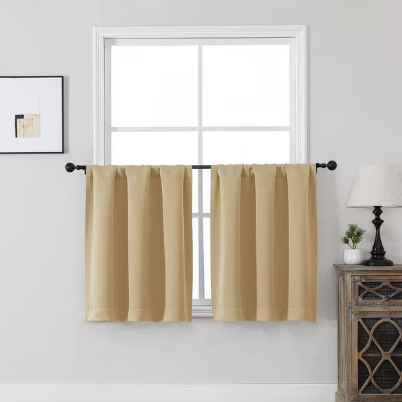 MKHILL Vela Gold Short Blackout Curtains 24 Inch Length 2 Panels
