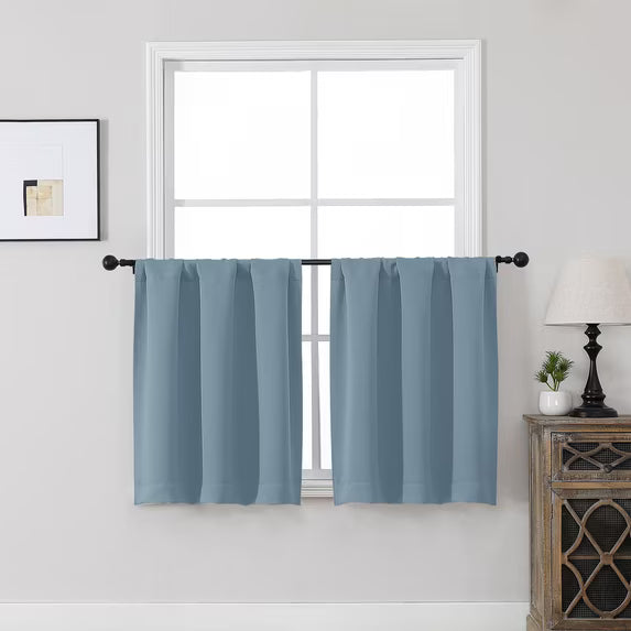 MKHILL Vela Mineral Short Blackout Curtains 36 Inch Length 2 Panels