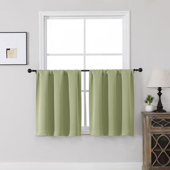 MKHILL Vela Sage Green Short Blackout Curtains 24 Inch 2 Panels Set