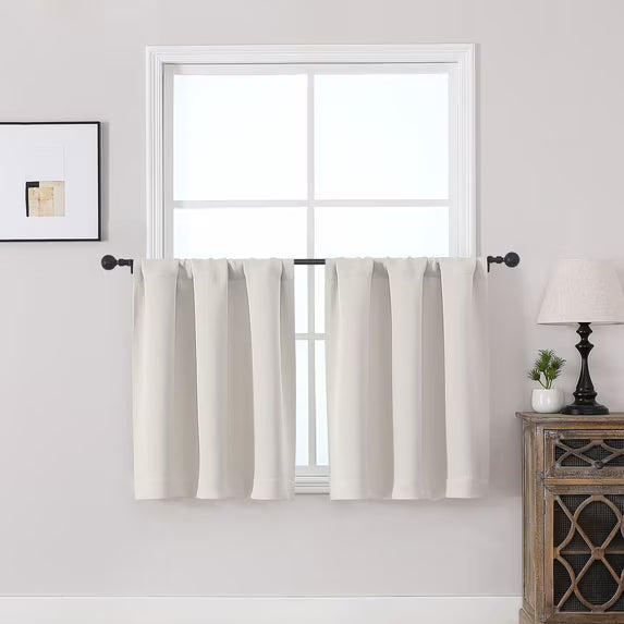 MKHILL Vela Natural Short Blackout Curtains 24 Inch Length 2 Panels
