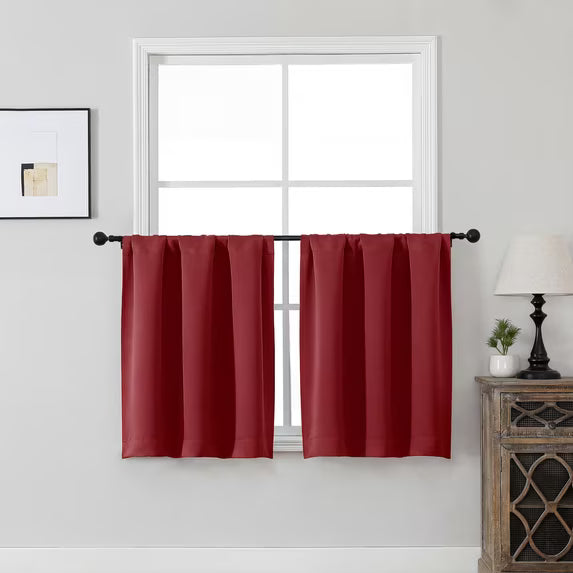 MKHILL Vela Red Short Blackout Curtains 24 Inch Length 2 Panels