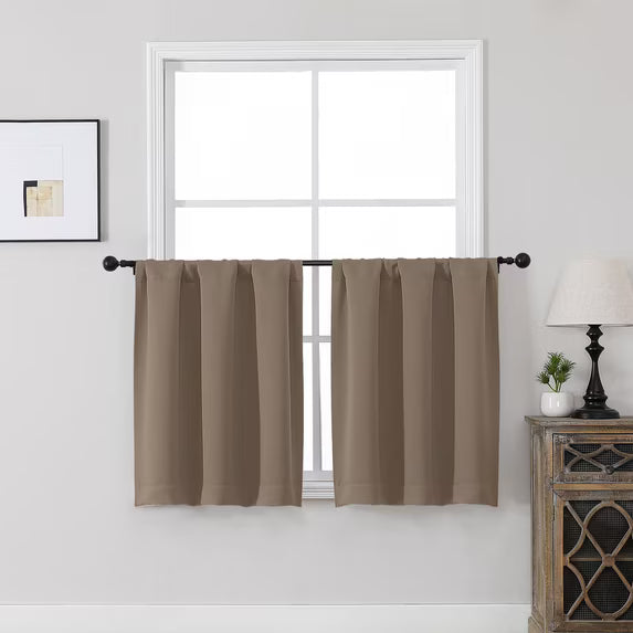 MKHILL Vela Barley Blackout Tier Curtains 24 Inch 2 Panels